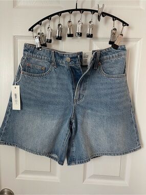 Aritzia Light Blue High-Rise Relaxed Denim Shorts